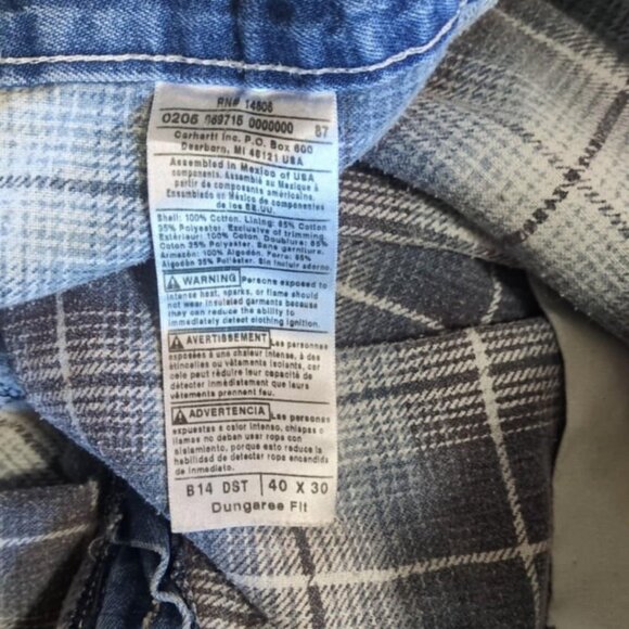 Carhartt Jeans 40 X 30 Carpenter Workwear Flannel Lined Distressed Workgear Warm - Picture 7 of 9